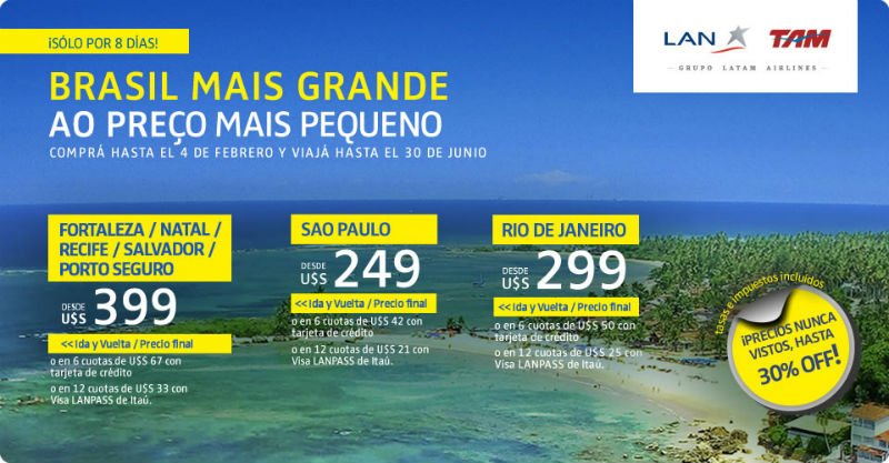 Promocion Lan - Vuelos a Brasil desde Uruguay - Turismo